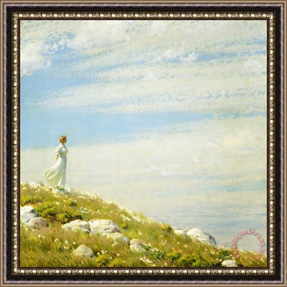 Charles Courtney Curran A Breezy Day Framed Print