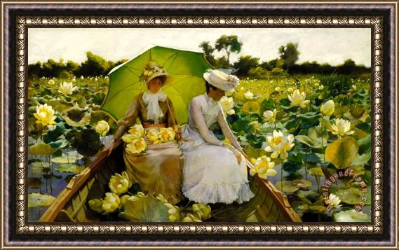 Charles Courtney Curran Lotus Lilies Framed Painting