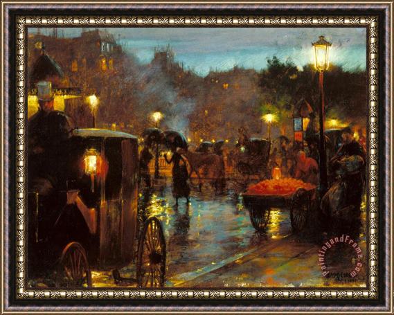 Charles Courtney Curran Paris at Night Framed Painting