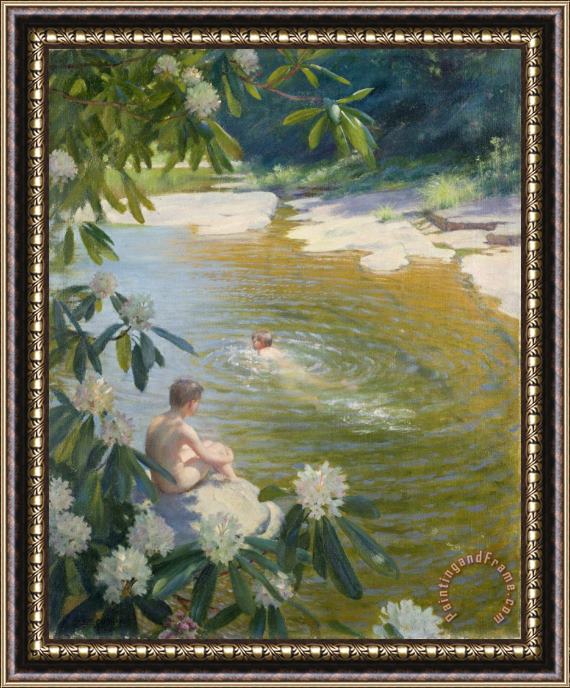 Charles Courtney Curran The Swimming Hole Framed Print