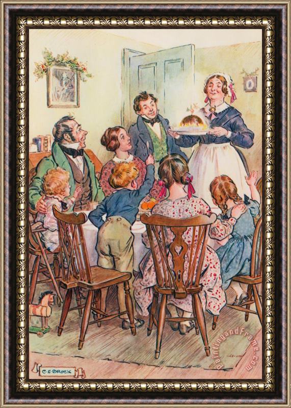 Charles Edmund Brock Illustration For A Christmas Carol Framed Painting
