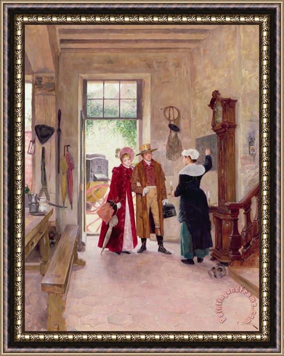 Charles Edouard Delort Arrival at the Inn Framed Painting