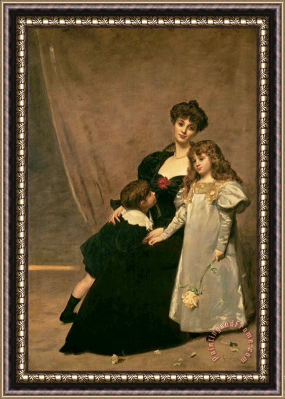 Charles Emile Auguste Carolus Duran Mother And Children (madame Feydeau And Her Children) Framed Print