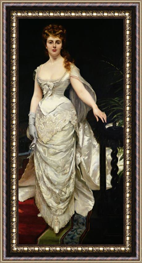 Charles Emile Auguste Carolus Duran Portrait of Mademoiselle X Framed Painting