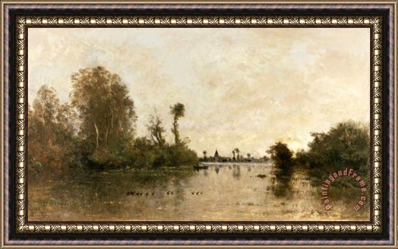 Charles Francois Daubigny On The Oise Framed Painting