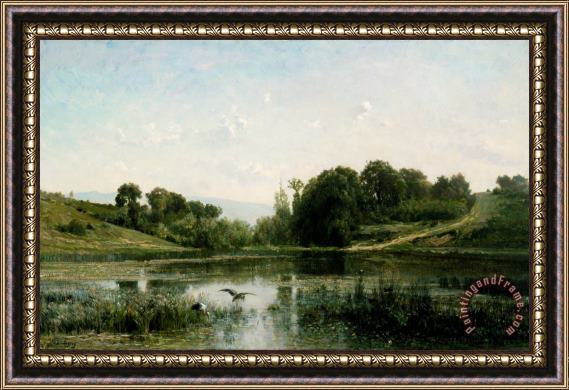 Charles Francois Daubigny The pond at Gylieu Framed Painting