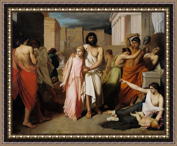 Charles Francois Jalabert Oedipus And Antigone Or The Plague Of Thebes Framed Print