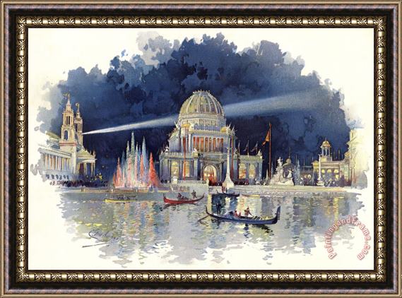 Charles Graham At Night in The Grand Court, From The World's Fair in Water Colors Framed Print