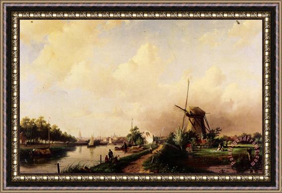 Charles Henri Joseph Leickert A River Landscape Framed Painting