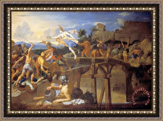 Charles Le Brun Horatius Cocles Defending The Bridge Framed Painting