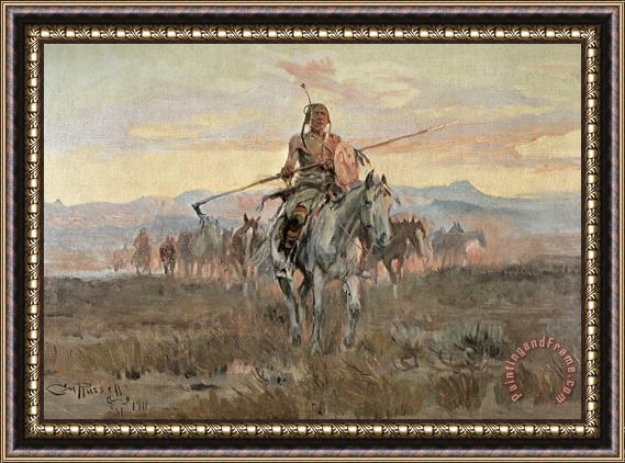 Charles Marion Russell Stolen Horses Framed Painting