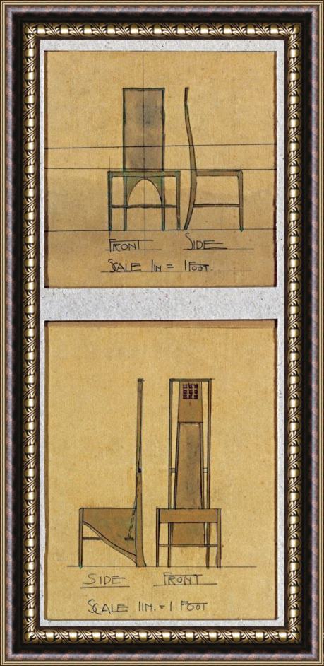 Charles Rennie Mackintosh Design for Chairs, 1903 Framed Painting