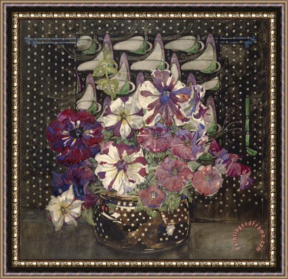 Charles Rennie Mackintosh Petunias Framed Painting