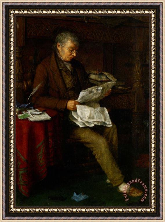 Charles Spencelayh Reading The Standard Framed Painting