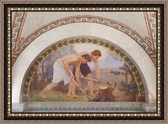 Charles Sprague Pearce Labor Mural in Lunette From The Family And Education Series Library of Congress Thomas Jefferson Building Washington Dc Framed Print