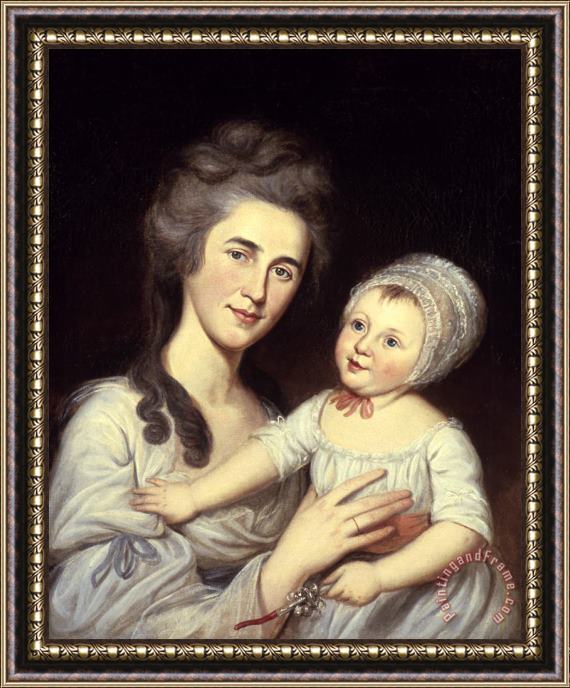 Charles Willson Peale Portrait of Mrs Robert Milligan (sarah Cantwell Jones) And Her Daughter Catherine Mary Framed Print