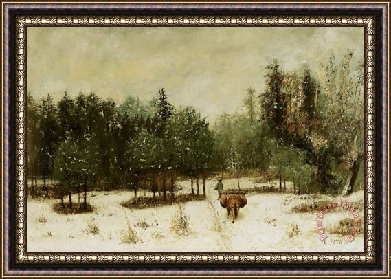 Cherubino Pata Entrance to the Forest in Winter Framed Painting