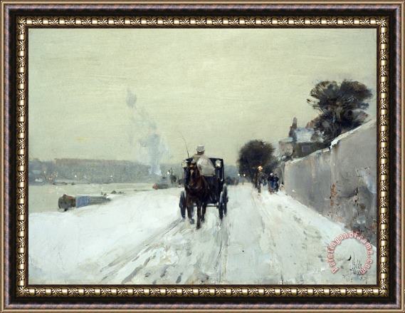 Childe Hassam Along The Seine, Winter Framed Painting