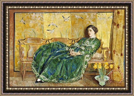 Childe Hassam April The Green Gown Framed Print