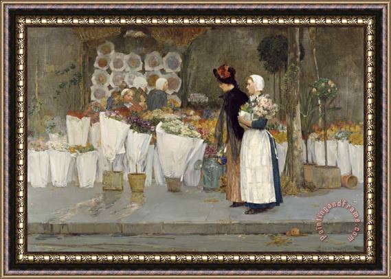 Childe Hassam At The Florist Framed Painting