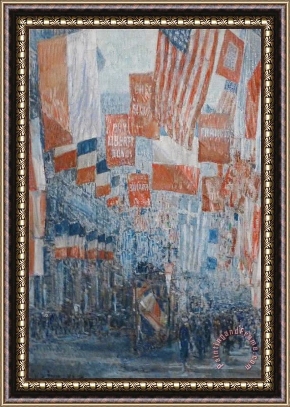 Childe Hassam Avenue of The Allies, 5th Avenue, New York, 1917 Framed Print