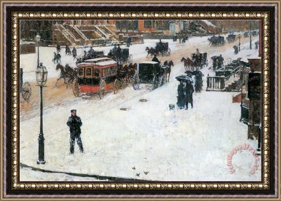 Childe Hassam Fifth Avenue in Winter Framed Painting