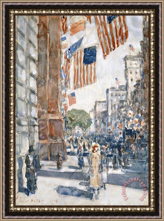 Childe Hassam Flags, Fifth Avenue Framed Print