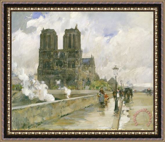 Childe Hassam Notre Dame Cathedral Paris 1888 Oil on Canvas Framed Painting