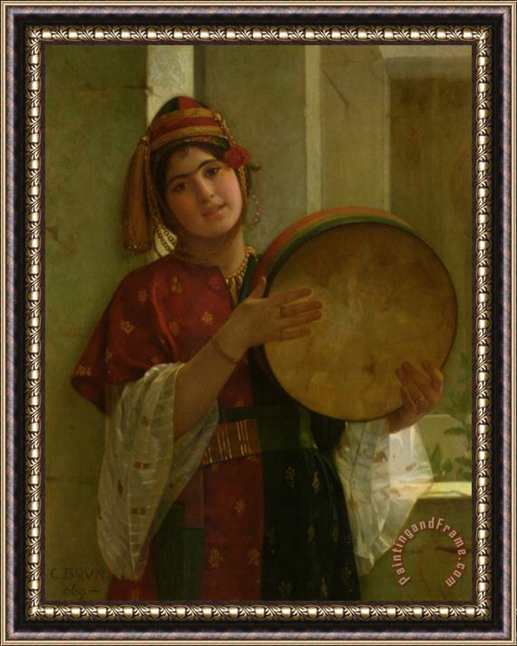Christen Brun A Young Turkish Woman Framed Painting