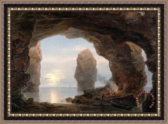 Christian Ernst Bernhard Morgenstern Fisherman in a Grotto Helgoland Framed Painting