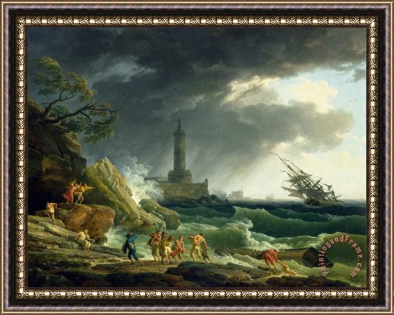 Claude Joseph Vernet A Storm on a Mediterranean Coast, 1767 Framed Print
