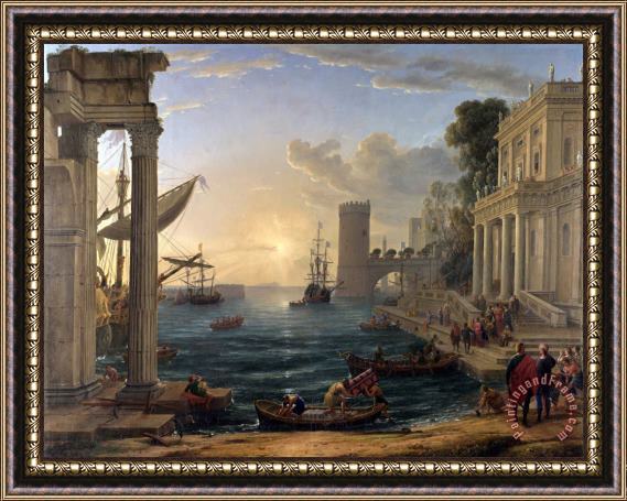 Claude Lorrain Seaport with The Embarkation of The Queen of Sheba Framed Print