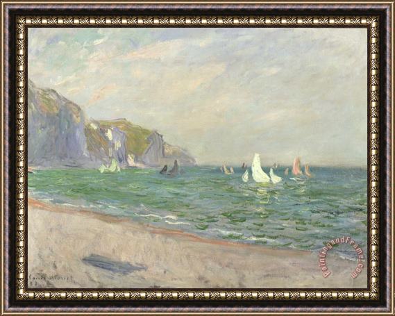 Claude Monet Boats below the Cliffs at Pourville Framed Painting