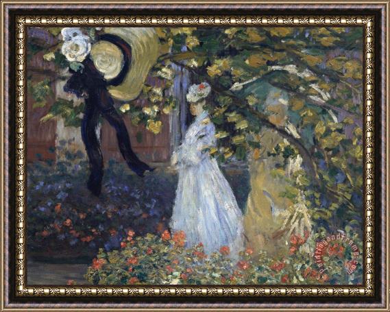 Claude Monet Breakfast In The Garden Framed Painting