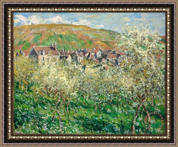 Claude Monet Flowering Plum Trees Framed Painting