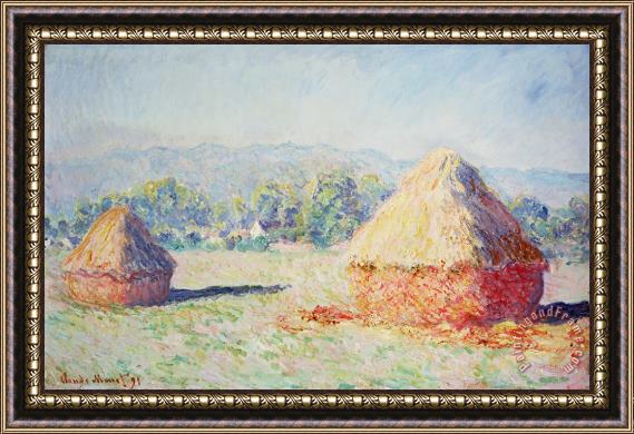 Claude Monet Haystacks in the Sun Framed Painting