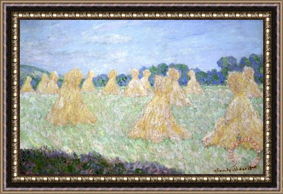 Claude Monet Haystacks The young Ladies of Giverny Sun Effect Framed Painting