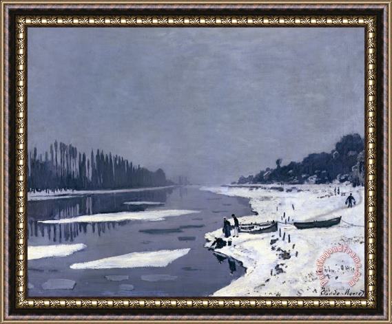 Claude Monet Ice on the Seine at Bougival Framed Painting
