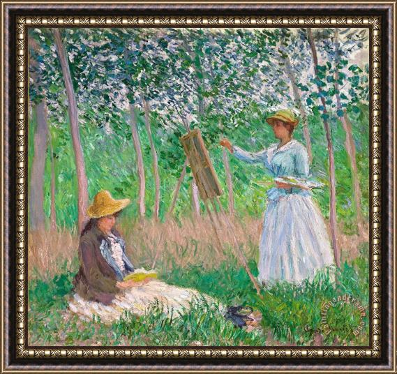 Claude Monet In The Woods At Giverny Framed Painting
