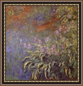 A Pond in The Morvan Framed Prints - Iris In Pond by Claude Monet