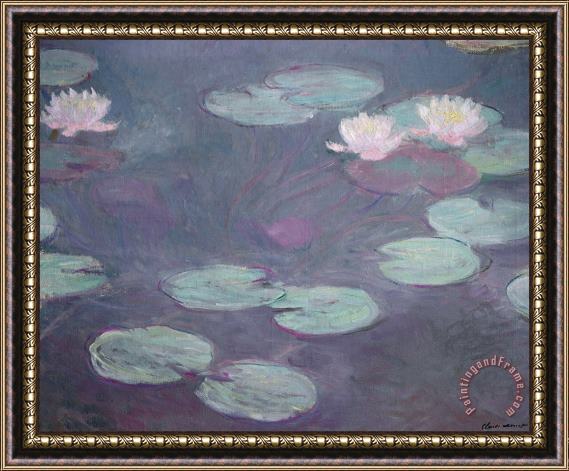 Claude Monet Pink Lilies Framed Painting