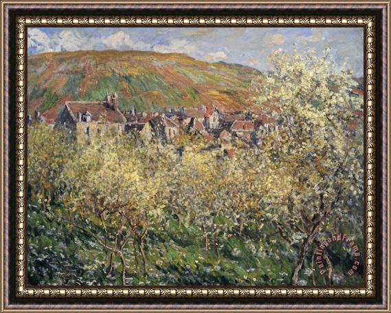 Claude Monet Plum Trees In Blossom At Vetheuil Framed Painting
