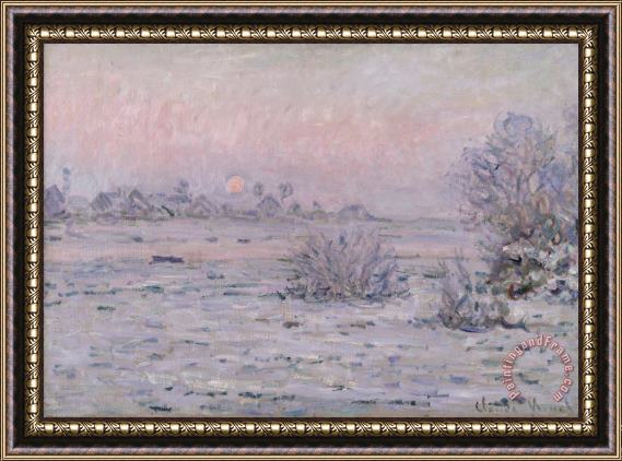 Claude Monet Snowy Landscape at Twilight Framed Painting