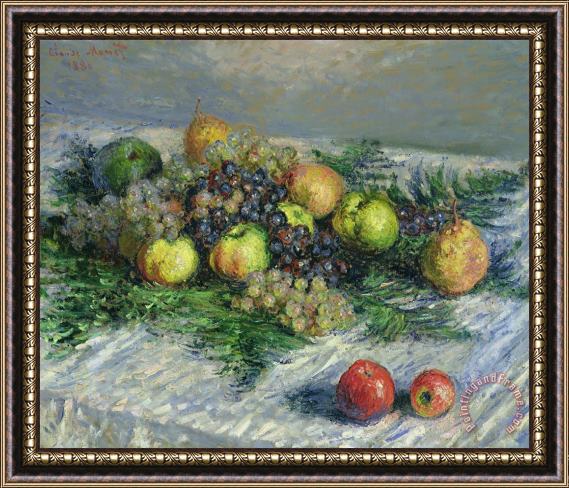 Claude Monet Still Life With Pears And Grapes Framed Painting