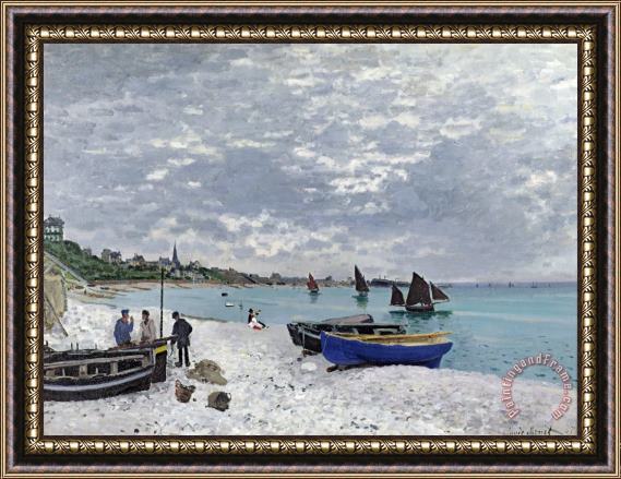 Claude Monet The Beach at Sainte Adresse Framed Print
