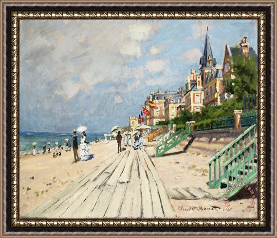 Claude Monet the beach at trouville Framed Painting