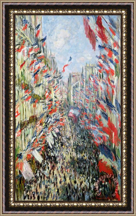 Claude Monet The Rue Montorgueil Framed Painting