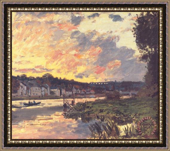 Claude Monet The Seine at Bougival in The Evening Framed Print
