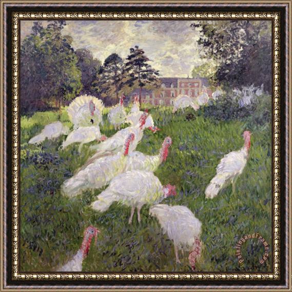 Claude Monet The Turkeys at the Chateau de Rottembourg Framed Painting