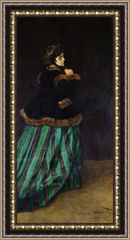 Claude Monet The Woman in the Green Dress Framed Painting